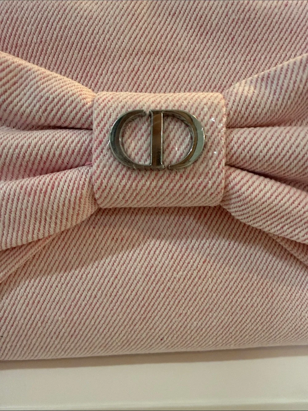 Dior Light Pink Bow Cosmetic Pouch with CD Logo